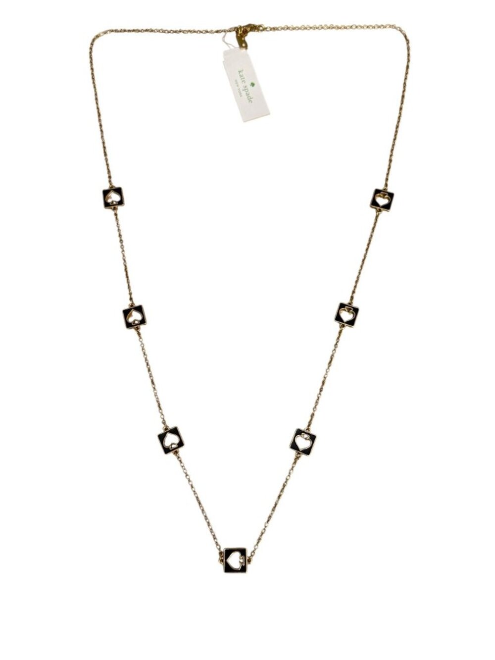 NWT Kate Spade Holepunch Spade Necklace Gold Black 32" Long - Picture 6 of 10